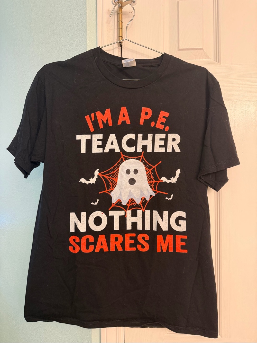 Black 'I'm a P.E. Teacher Nothing Scares Me' Graphic Tee, medium